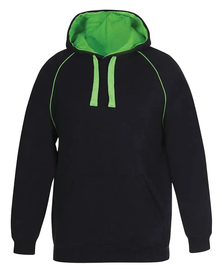 Kids Contrast Fleecy Hoodies 3CFH in Black/Pea Green